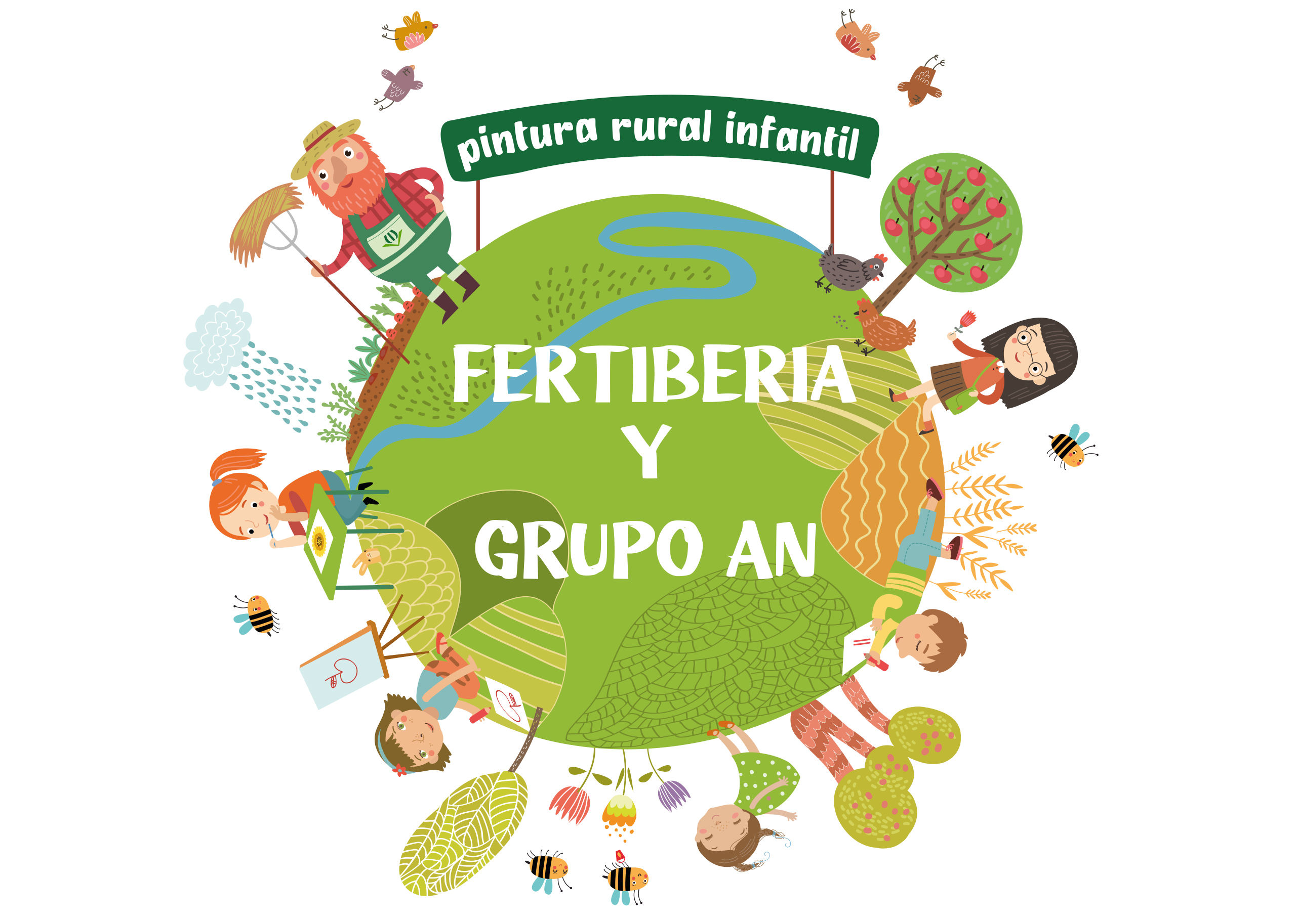 Cartel del Doble concurso pintura rural infantil Fertiberia y Grupo AN